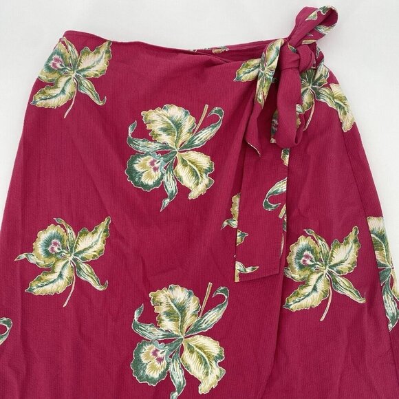 Faherty Size XL Pink Floral Seersucker Wrap Skirt Midi Pacifica Orchid NWT - Picture 4 of 13